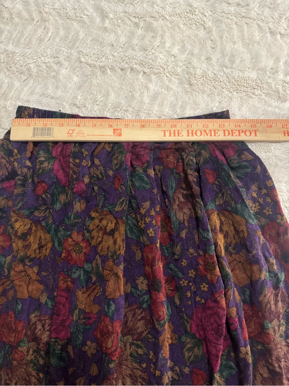 Vintage Whimsygoth Floral Rayon Midi Skirt Cottagecore Elastic Waist USA size 14 - Picture 4 of 5